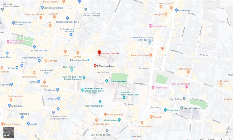 Vị trí nhà thờ Notre Dame trên google maps